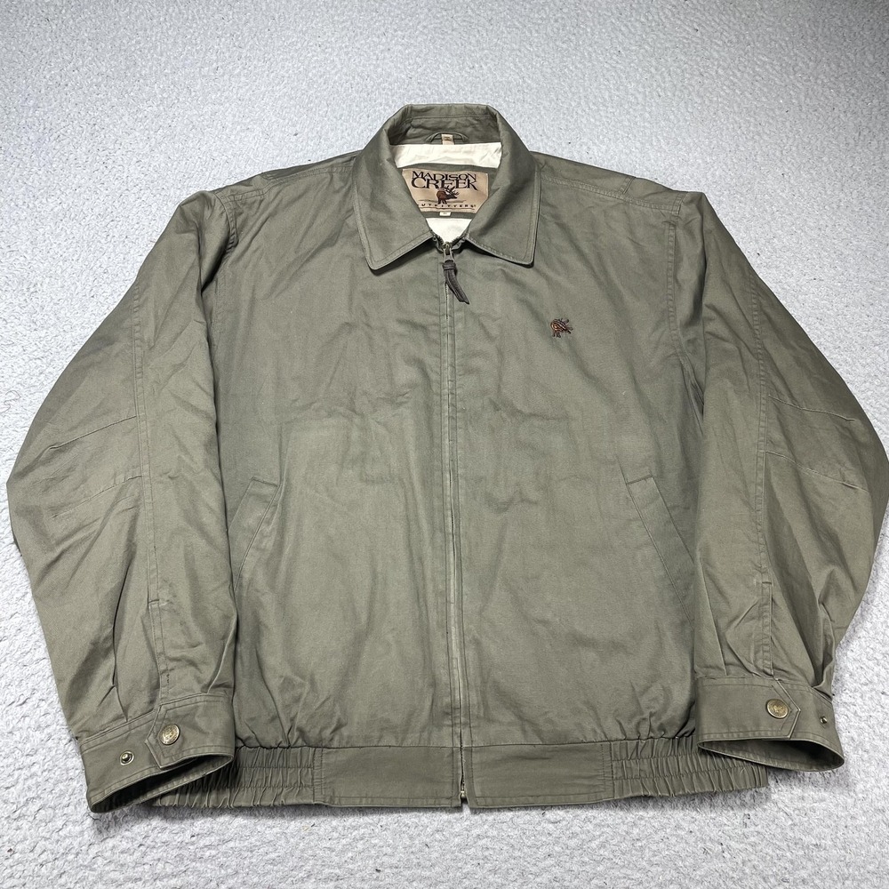 Madison Creek Outfitters Jacket Mens XL‎ Green Canvas Bomber Lined Zip Outdoor